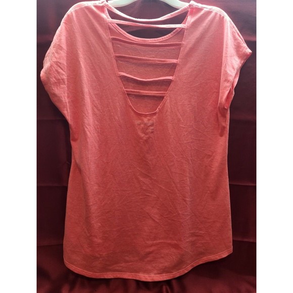 Reebok Pink T Shirt Open Racerback Size Medium Athletic Performance Top Womens - Picture 4 of 5